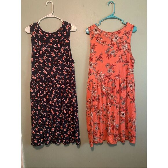 Como Blu Bundle Of 2 Floral Sleeveless Pull On Elastic Waist Dress Size L - Picture 10 of 11